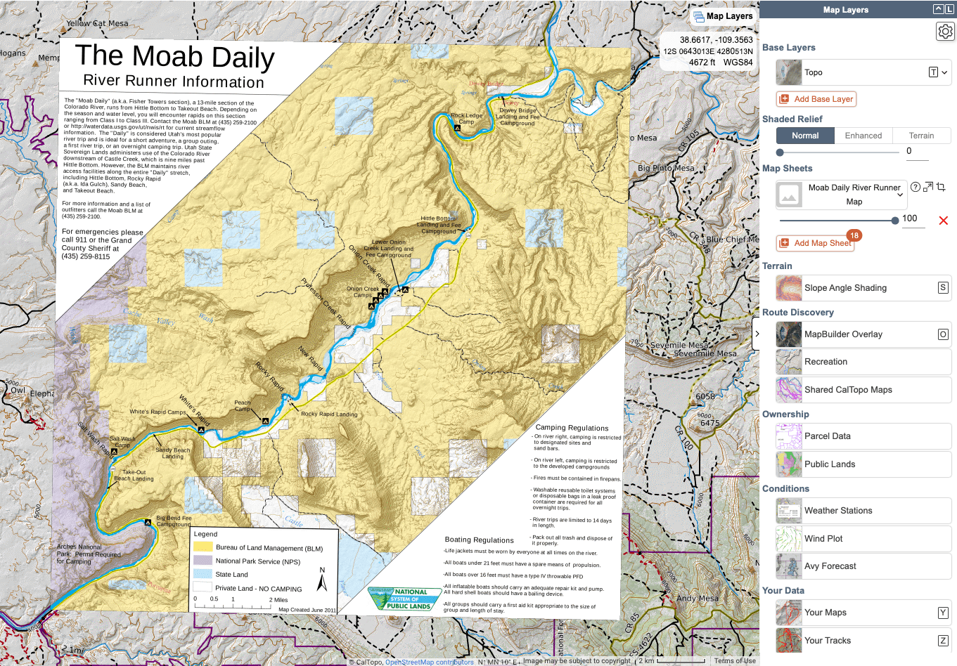 Moab Daily River Map MapBox and Your Data CalTopo Training